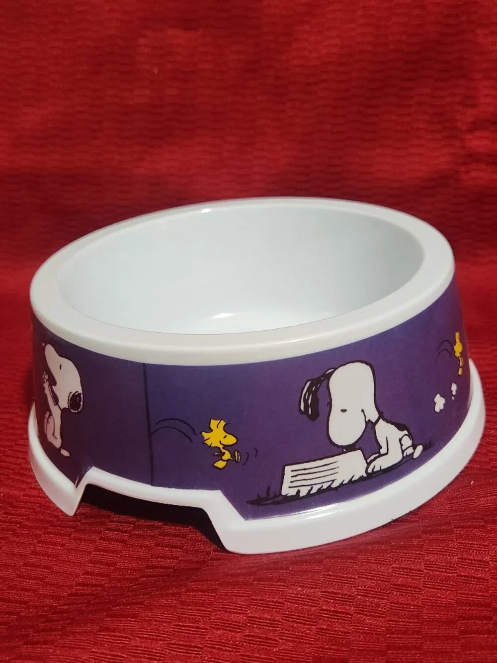 Peanuts Snoopy Dog Bowl Pet Dish 2013 Kore Purple Woodstock New